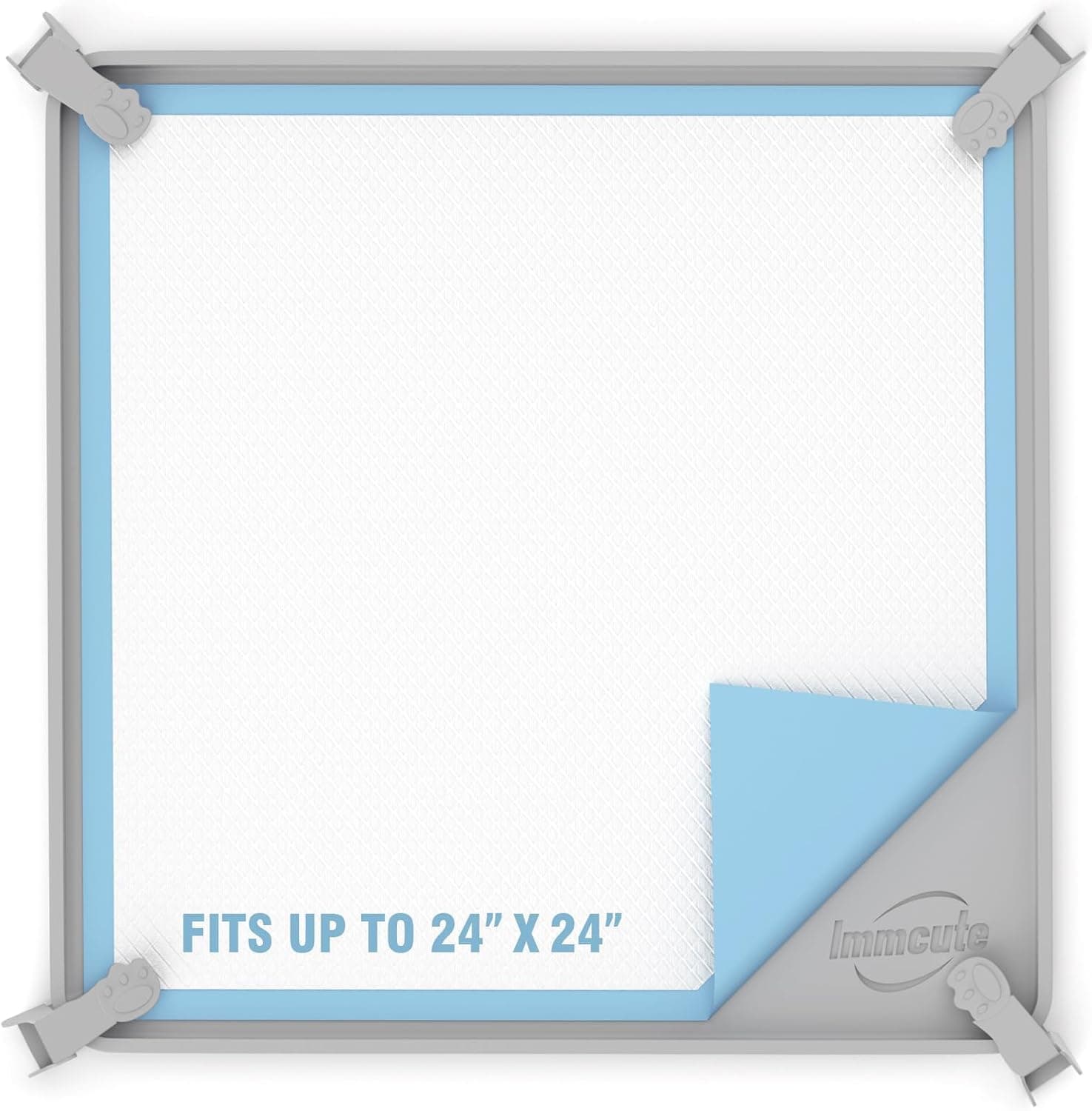 IMMCUTE Pee Pad Holder Fits 24x24 Silicone Non-Slip Dog Potty Tray, 8 Clamps